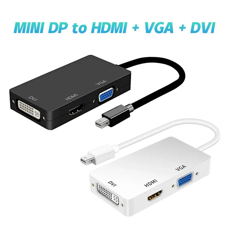 Mini DP to HDTV DVI VGA 3IN1 Mini DisplayPort Adapter Converter Cable For Projector TV Computer Laptop PC