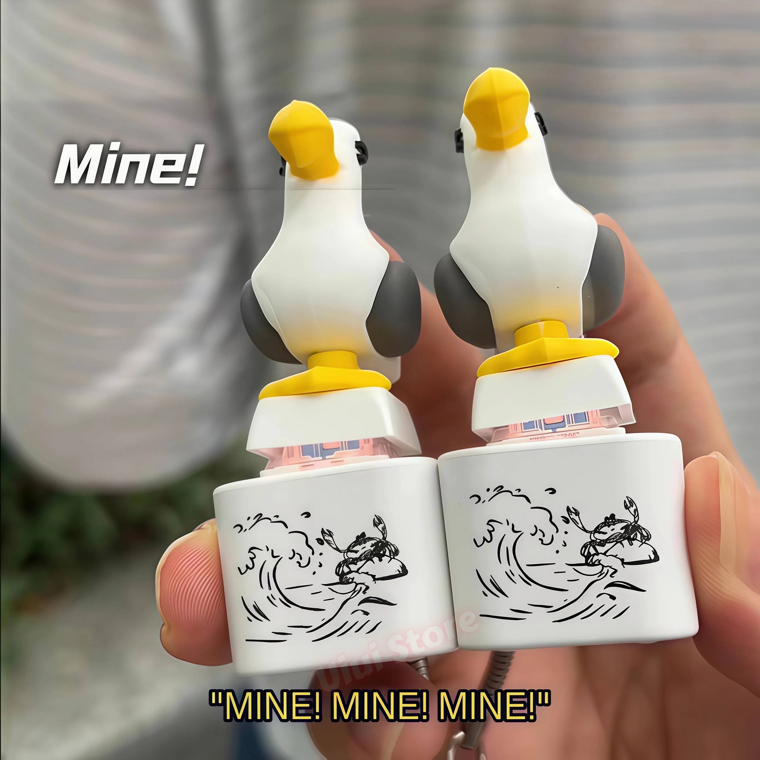 Funny Mine Bird Voice Keys Pendant Keyboard Decompression Sound Little Seagull Creative Keychain Keyrings Office Birthday Party - view 3