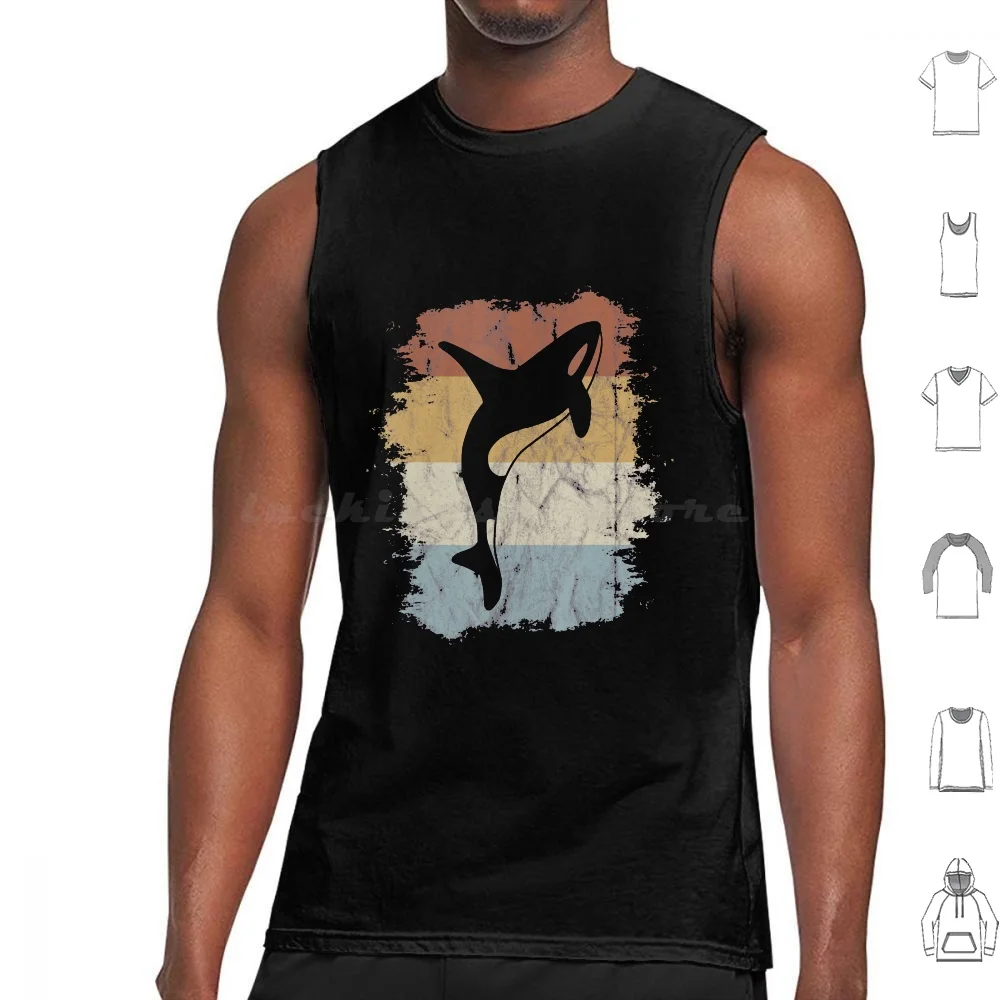 

Fancy Retro Orca Silhouette Vintage Killer Whale Art-Limited Edition | Perfect Gift Tank Tops Print Cotton Game