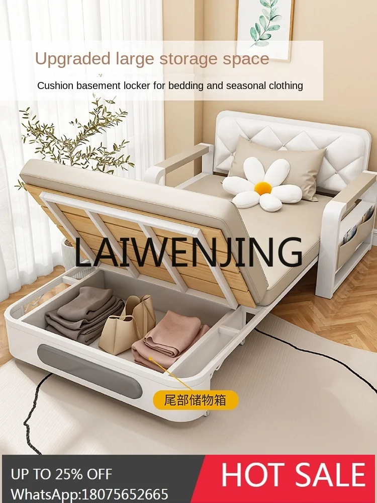 Sofa Bed Foldable Dual-Purpose Small Apartment Push-Pull Home Living Room Drawable Double Multi-Functional Telescopic Bed
