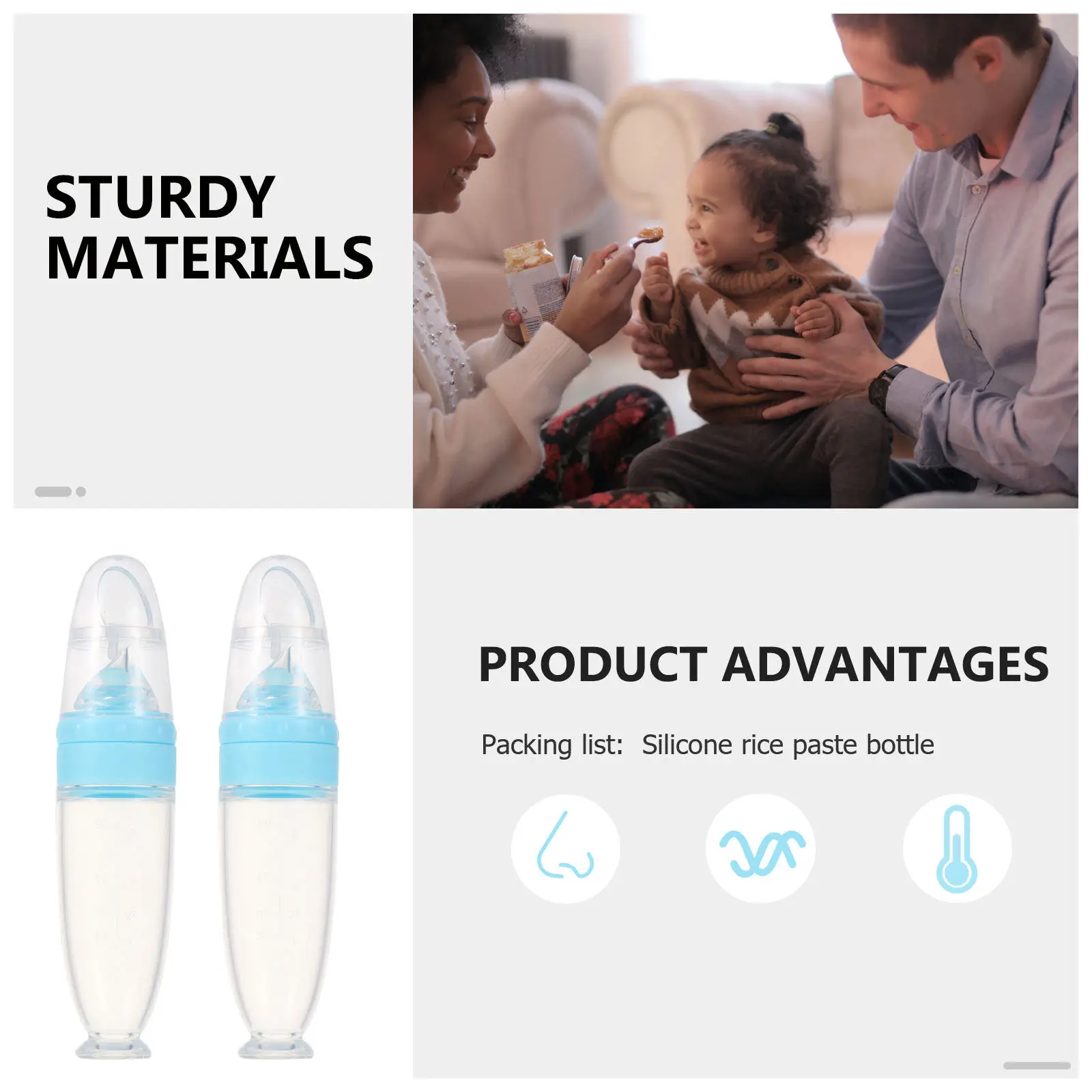 

Silicone Baby Food Dispensing Spoon Squeeze Feeder Bottle Portable Lightweight Easy Carry Suction Base Feeding Spoon for Kids