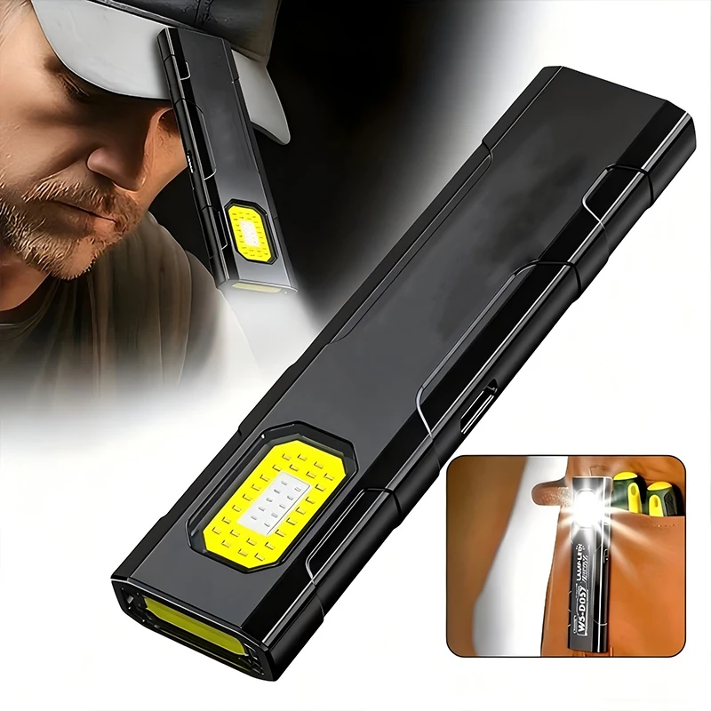 Linterna LED portátil, minilinterna de 800LM, luz de bolsillo recargable, Base magnética, luz de trabajo con Clip, senderismo, pesca, EDC