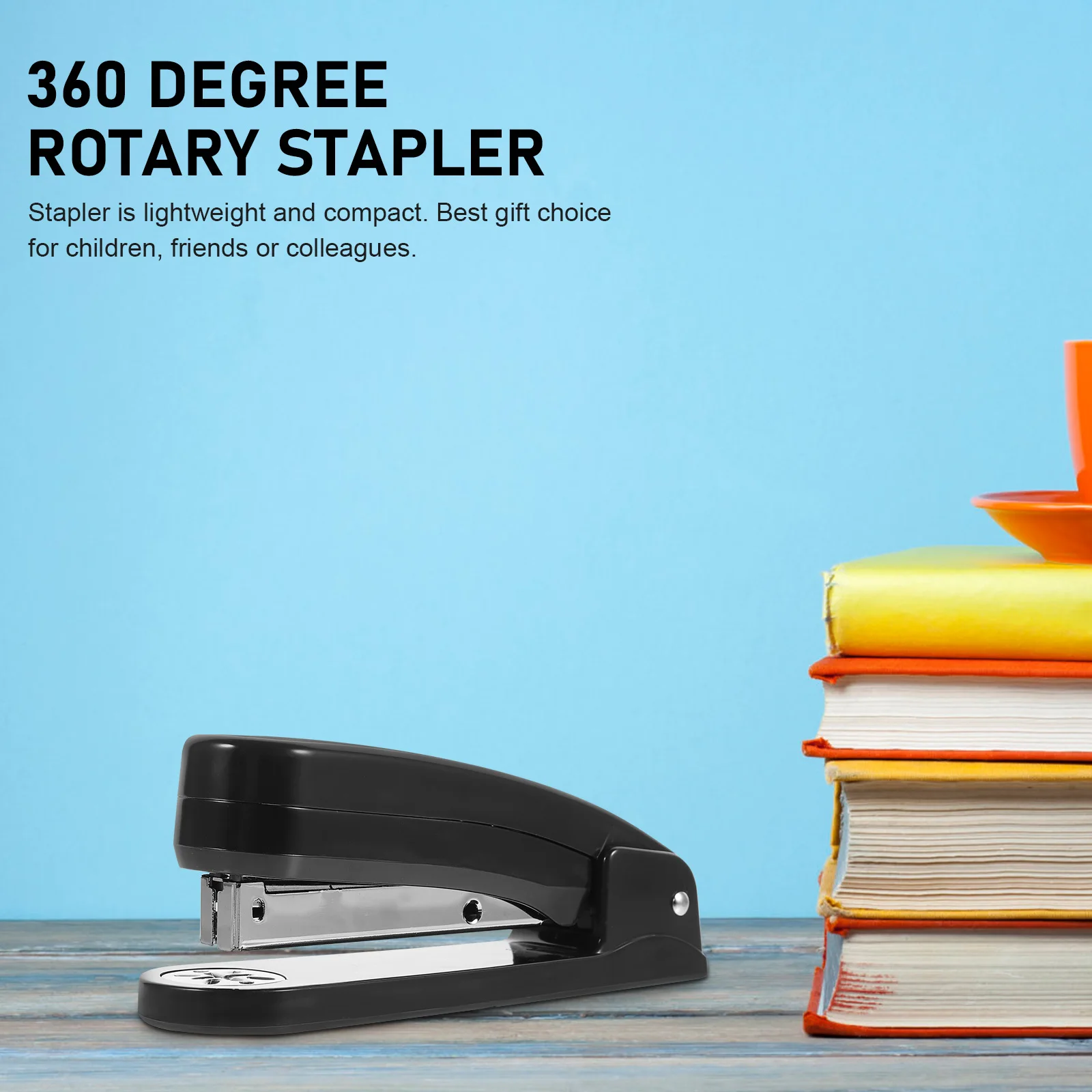 Grampeador rotativo de 360 graus, desempenho estável, design compacto, multiuso, mesa de escritório, grampeadores portáteis para escola e casa