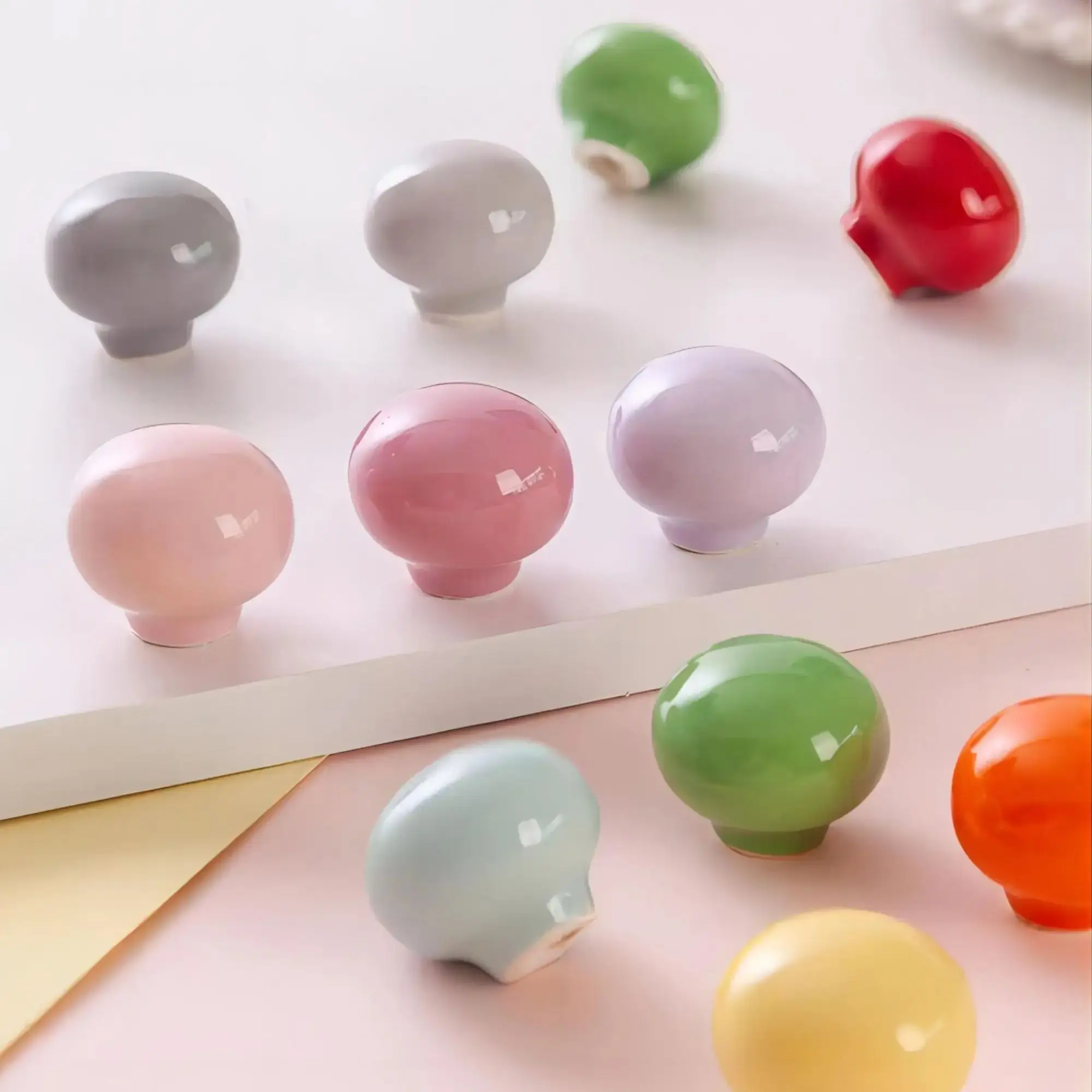 Colorful Round Ball Ceramic Drawer Knobs for Children's  Home Decor Cabinet Handles Creative Furniture Handles Wardrobe Pulls