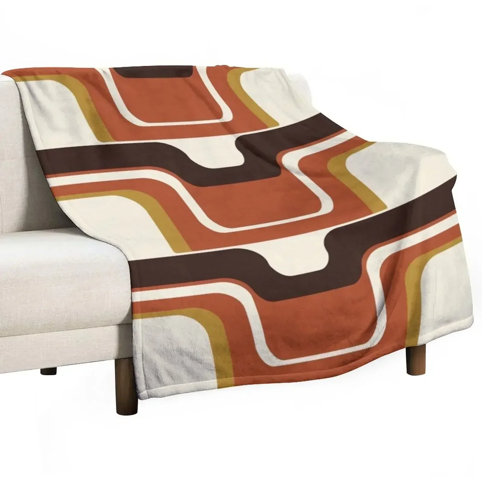 

Mid-Century Modern Meets 1970s Rust Throw Blanket Tourist Fashion Sofas Soft manga Blankets