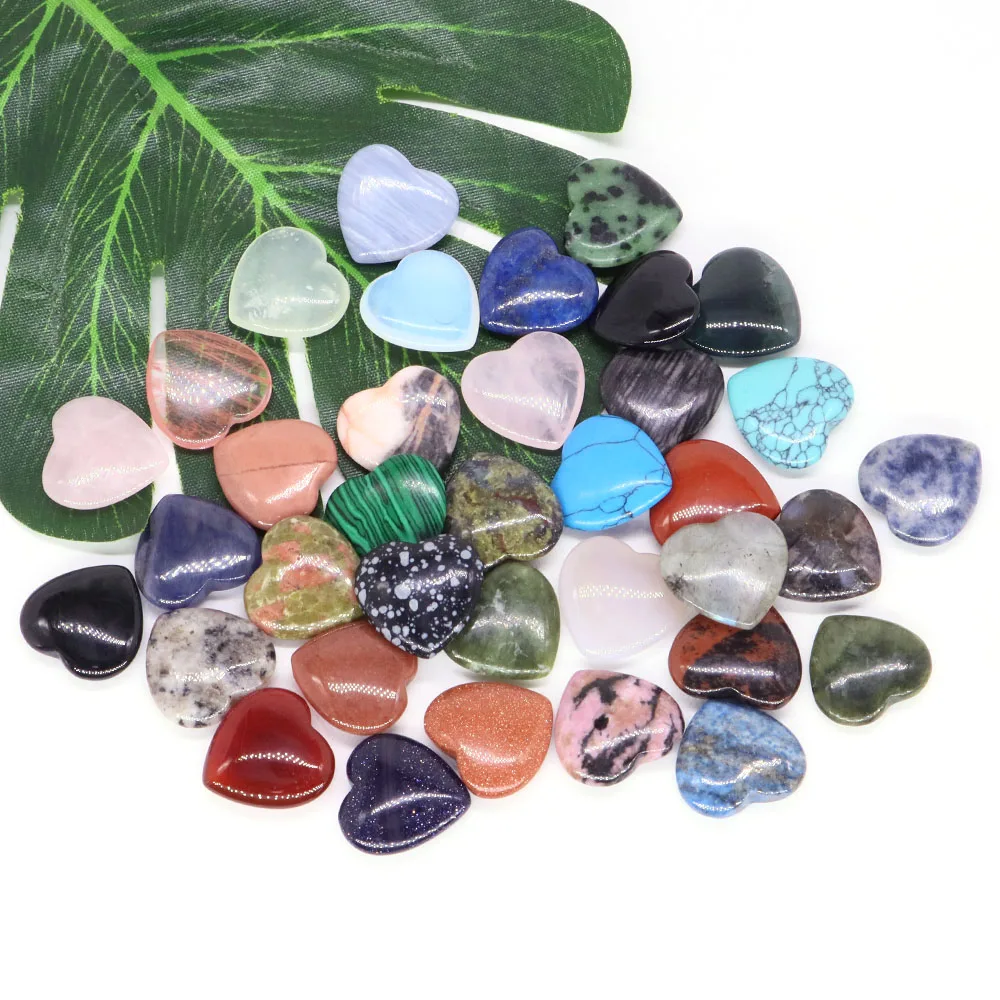 

20mm Mini Stone Heart Shape Natural Gem Healing Crystal For DIY Necklace Pendant Bracelet Earrings Jewelry Accessories Wholesale