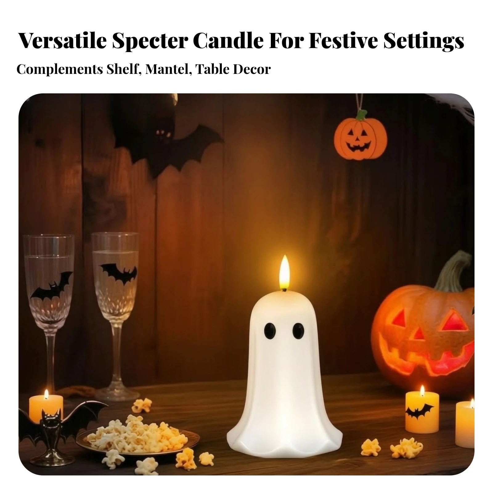 LED Candle Light with Simulated Flame Battery Operated Ghost Candle Ghost-Shaped Candles Flickering for Party Hosts