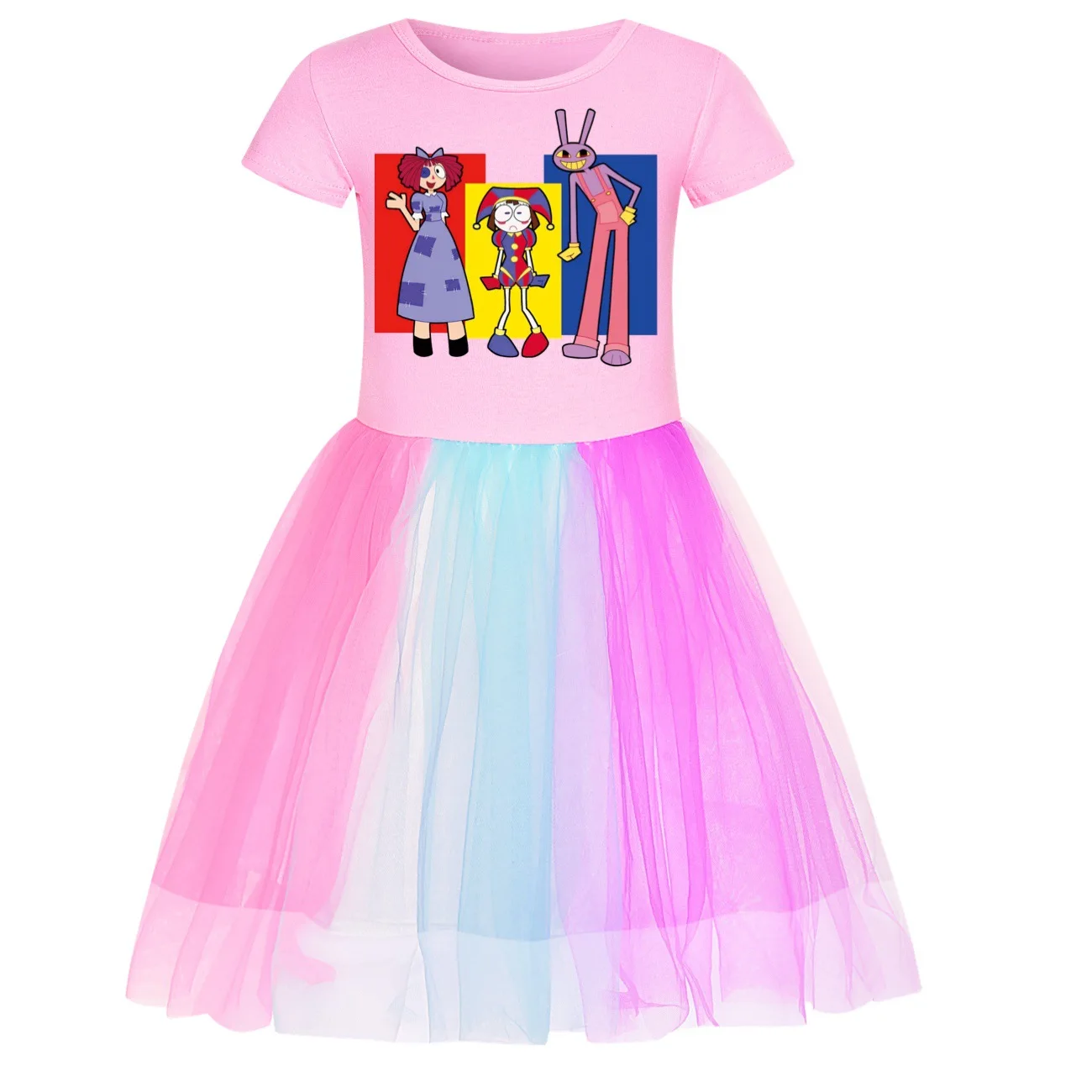 New Digital Circus Dress Kids Pomni Caine Jax Role Baby Girls Casual Clothes Children Wedding Party Halloween Celebrate Outfits