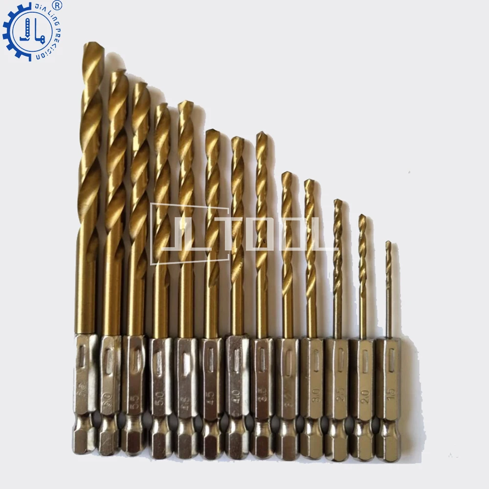 13pc/set Hexagonal Shank Twist Drill Bit 1/1.5/2/2.5/3mm Titanium Carbide Cobalt High Speed Steel 4241 Drill Bits