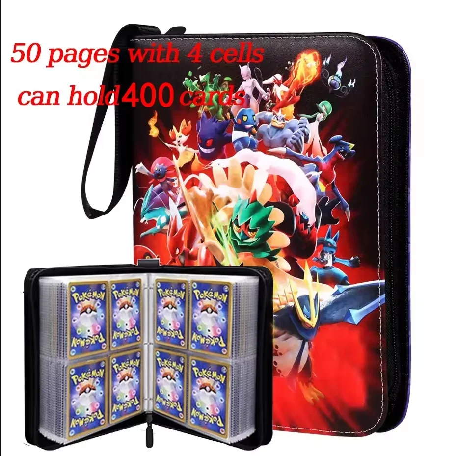 /NUOVO-- 400 pezzi *Poke monedito!! !Album Raccoglitore Tesserino PU Cerniera Album fotografico Porta carte Collezione di giocattoli Cartella Lettere Carte Hobby