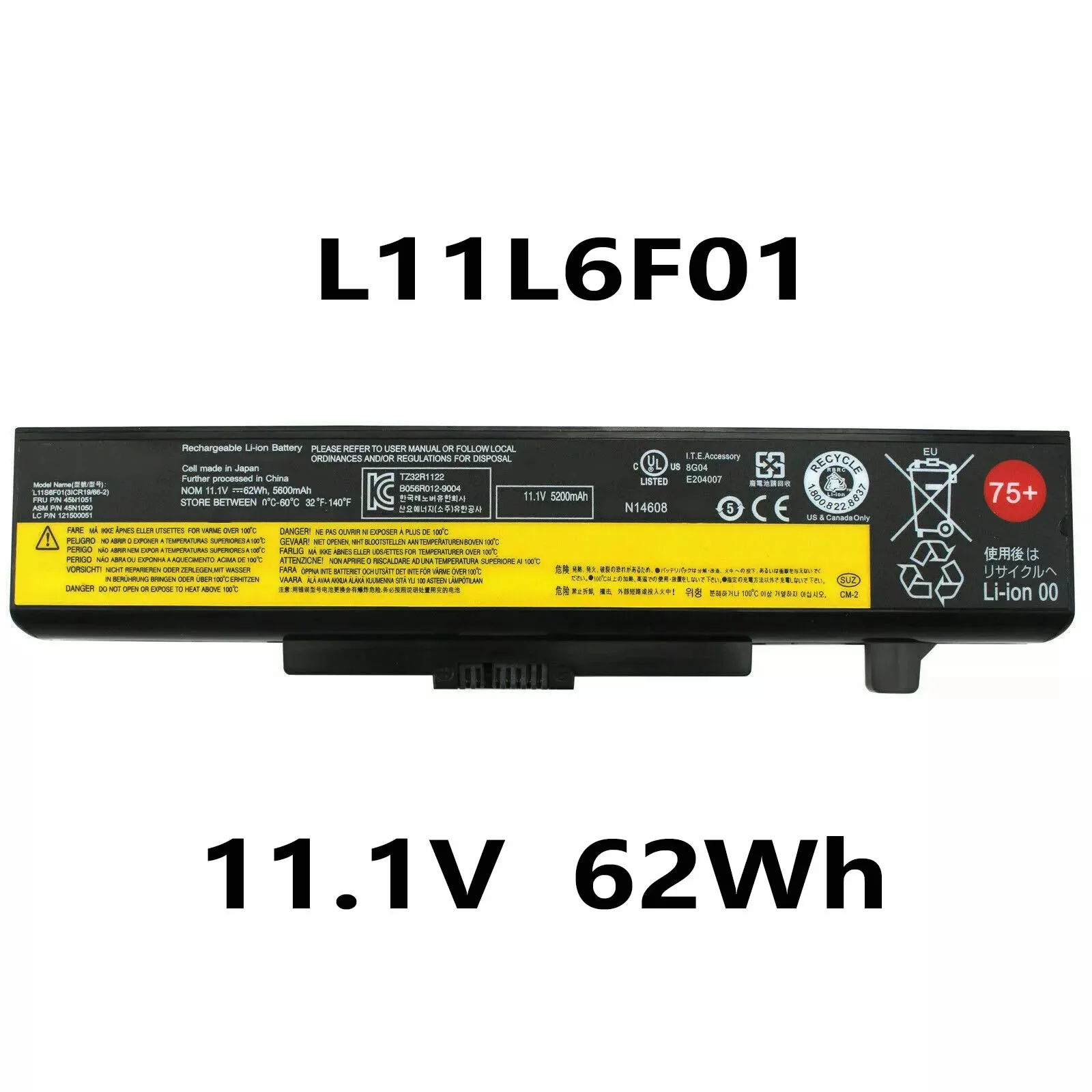 

L11L6F01 45N1050 45N1051 11.1V 62Wh battery For Lenovo IdeaPad G480 Series L11M6Y01 L11S6F01 Y480 G480 E430 75+