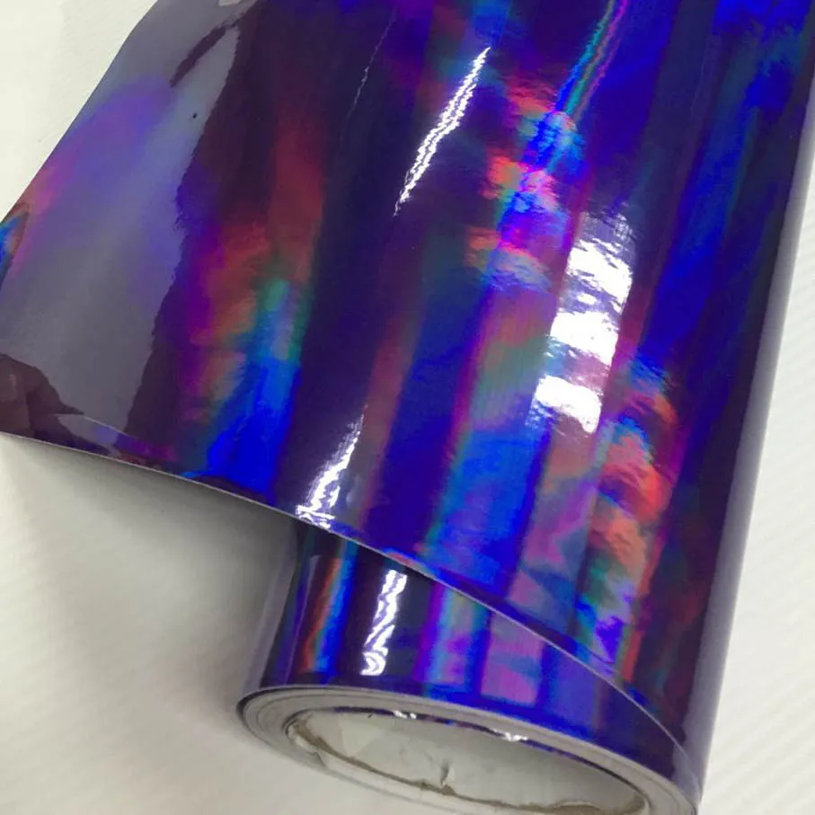 

Premium Purple holographic chrome rainbow vinyl film car wrap rainbow sticker with size:1.52x18m/Roll