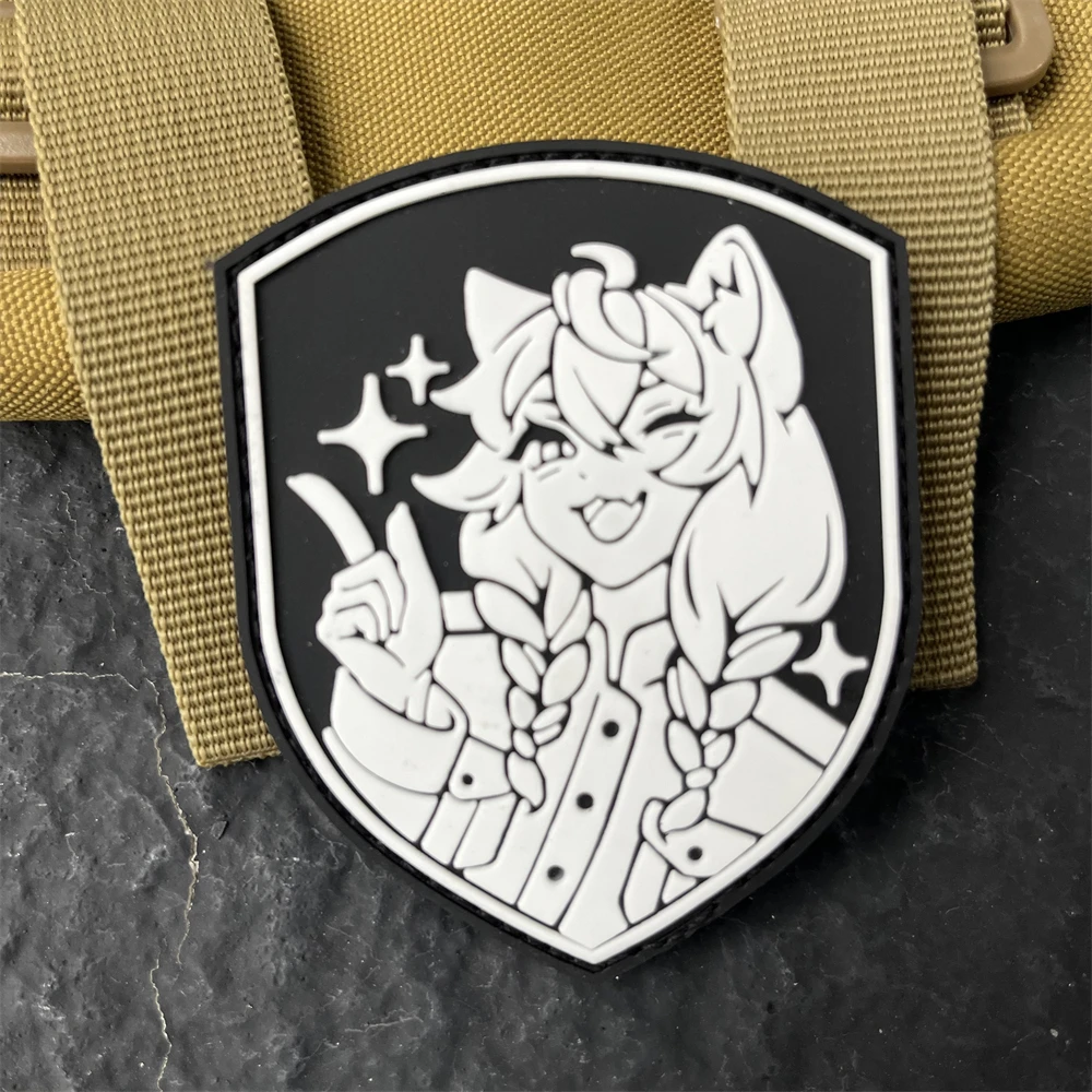 Chevron PVC Anime Neko Tactical Morale Badges on Backpack Decorative Sticker Hook and Loop Patches for Clothing