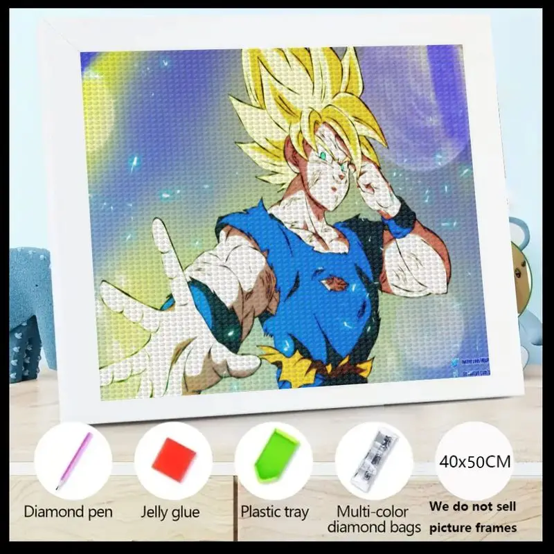 

1 шт. Dragon Ball Z Super Saiyan Goku 5D DIY комплект алмазной живописи, полная дрель аниме манга персонаж горный хрусталь художественное ремесло f