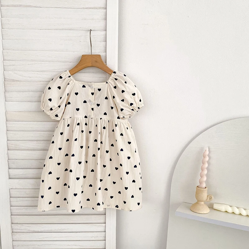 2026 Neues Frühlings-Schwesterkleid 2-6 Jahre Mädchen Partykleid Baumwolle Kinder Herzförmiges Kleid 0-24 Monate Baby Mädchen Kurzarm Bedruckter Strampler – Detail 3