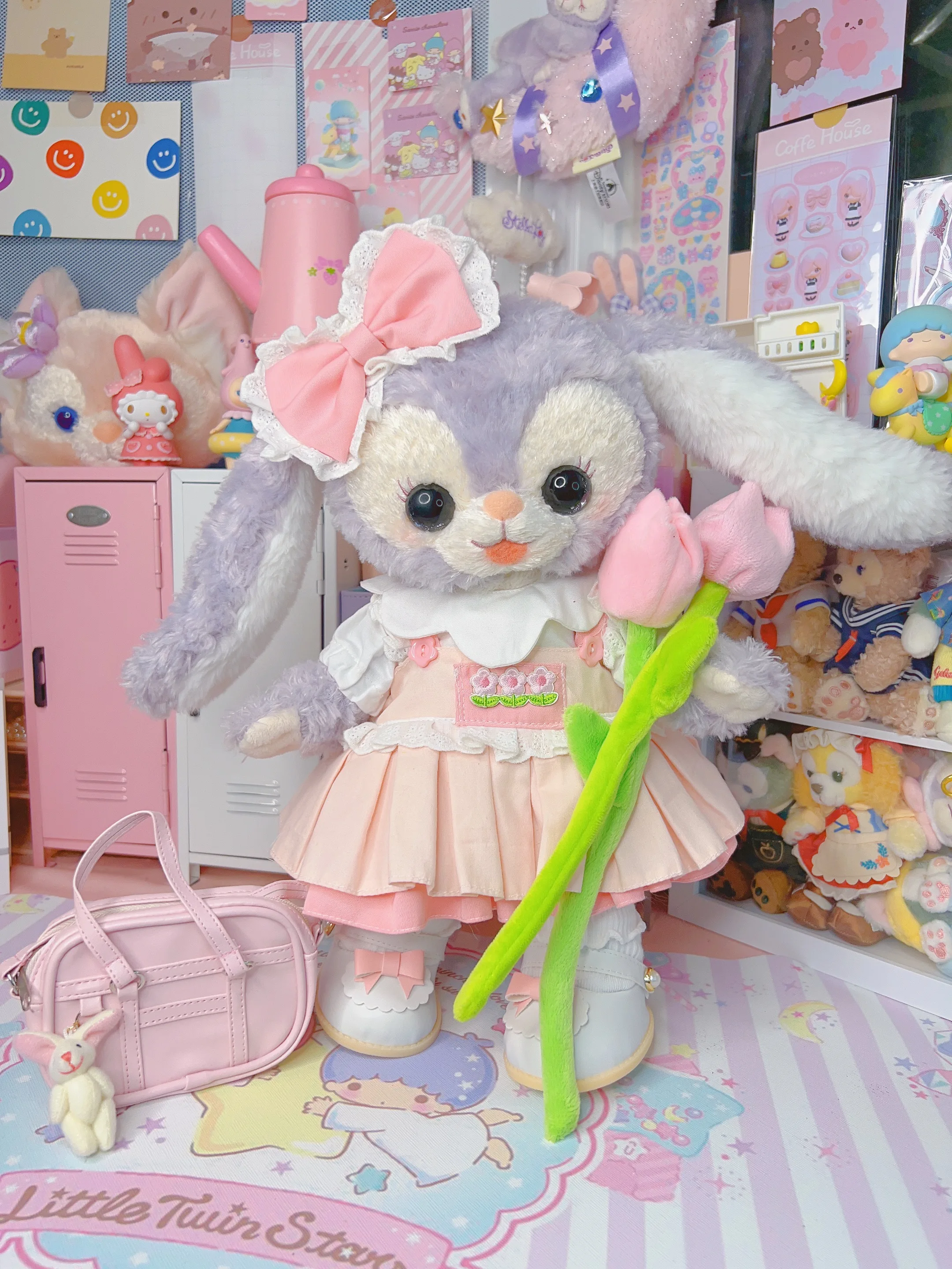 

Duffy's New Friend 13 Inch S LinaBell and StellaLou Plush Doll Dress Cute Pink Flower Pattern Strap Dress