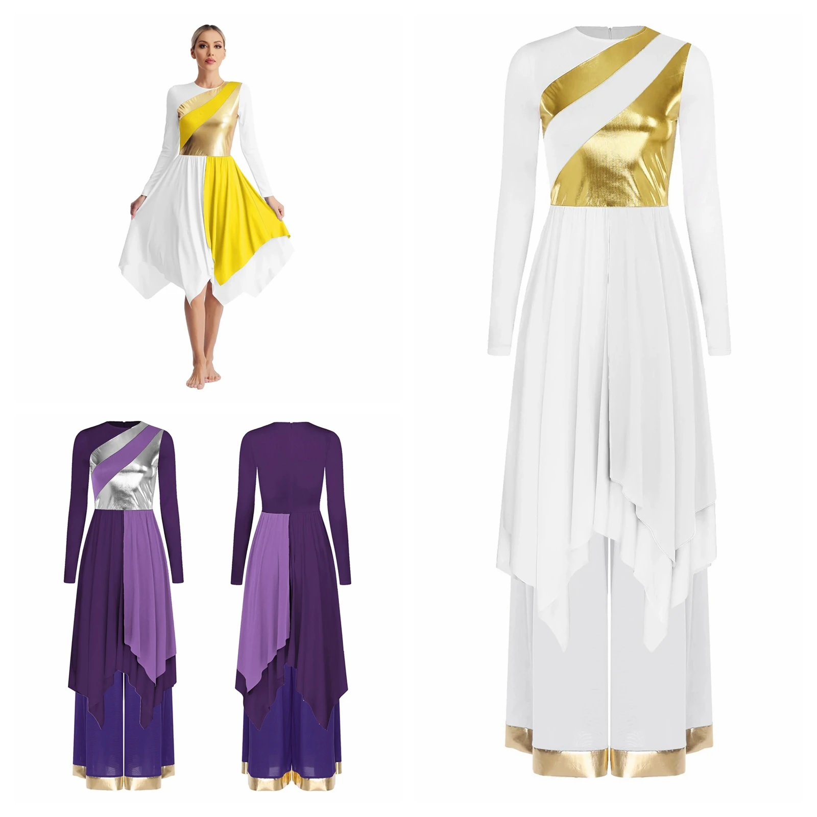 女性礼拝用ダンスウェア バレエダンス 教会聖歌隊パフォーマンス衣装 テーマパーティースーツ レディース リリカル リチュアルダンス衣装