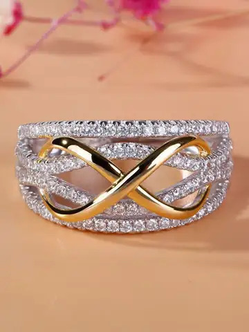 Infinity Love Ring 925 Sterling Silver Color Shining Cubic Zircon Bowknot Letter 8 Eternity Promise Jewelry for Woman Girlfriend