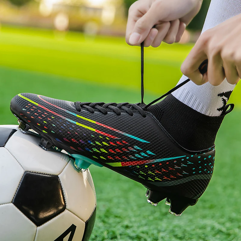 Men Professional Soccer Shoes Anti-slip Outdoor Grass Training Stud Sports Shoes Men Soft Lace-up Football Boots Men