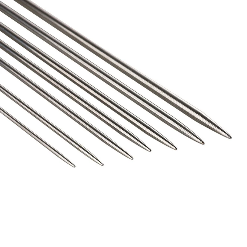 20Cm/7.87Inch Double-Ended Stainless Steel Needles, Including 2/2.5/3/3.5/4/4.5/5.0 Mm, with 1 Ruler, 10 Marking Clips, 5 Plastic Large-Eye Needle Accessories, Knitting Needle Set Suitable for Beginners, Socks, Gloves, Cuff Knitting Needles view 4