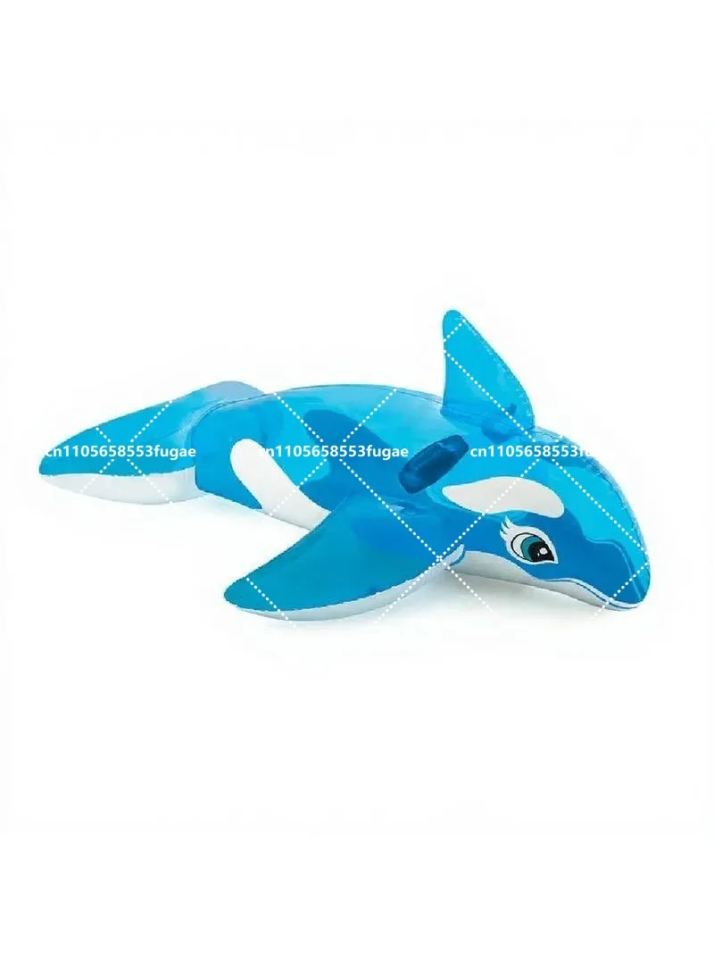 透明な青いクジラ型のインフレータブルフロート、プールや湖での夏の楽しみに最適な水遊びおもちゃ