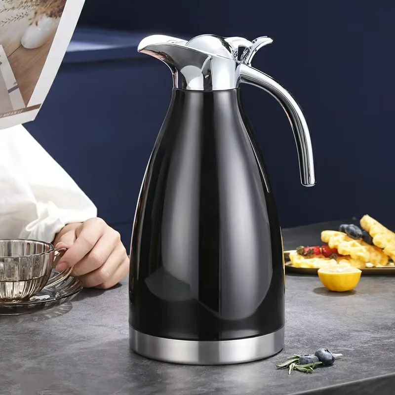 バー、ホームオフィス用の2リットル高品質ステンレススチール魔法瓶ポータブル真空断熱コーヒーメーカー