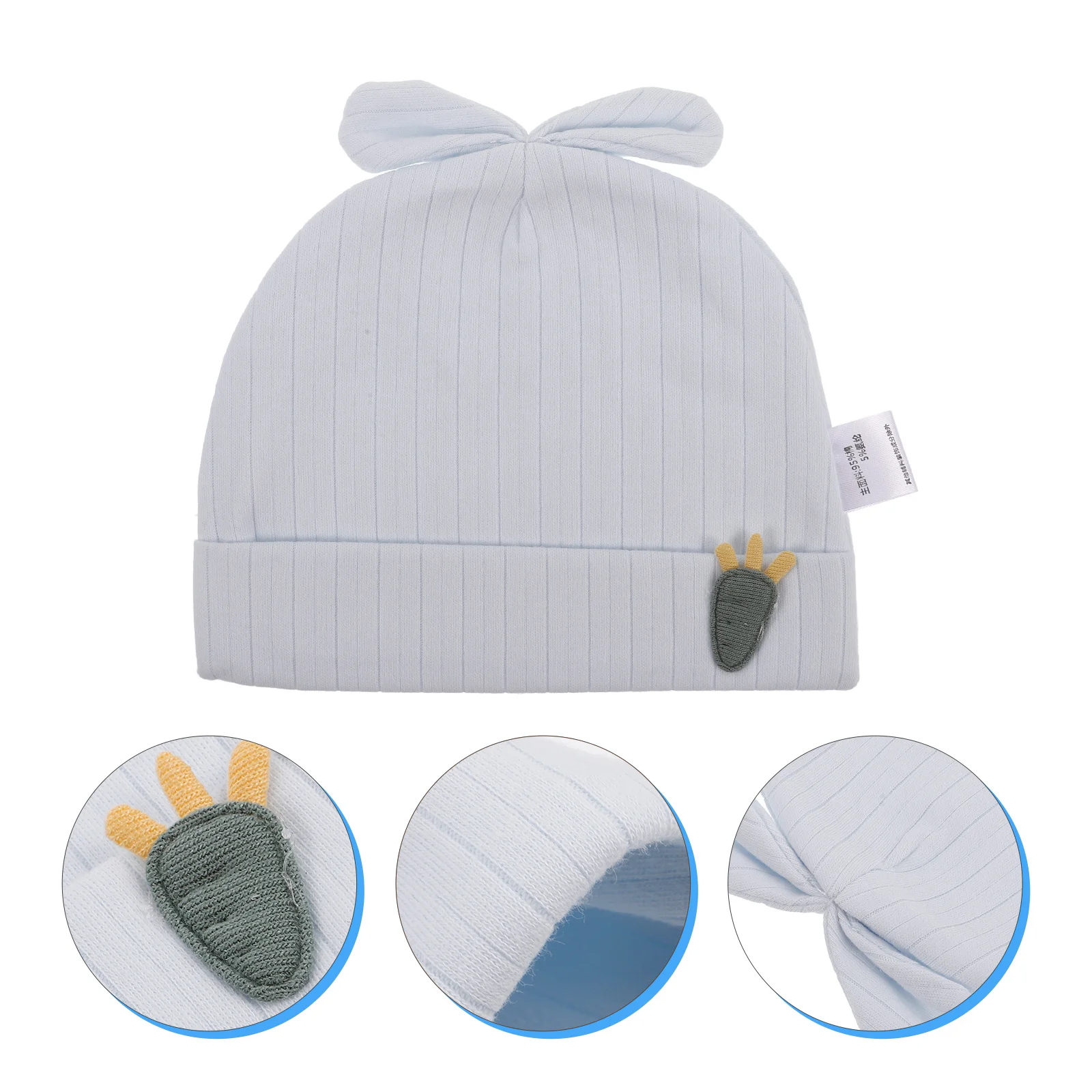 

Cotton Newborn Hospital Hat Cute Rabbit Ears Blue Soft Warm Baby Beanie Hat for 0-6 Months Infant Boy Girl Toddler Cap