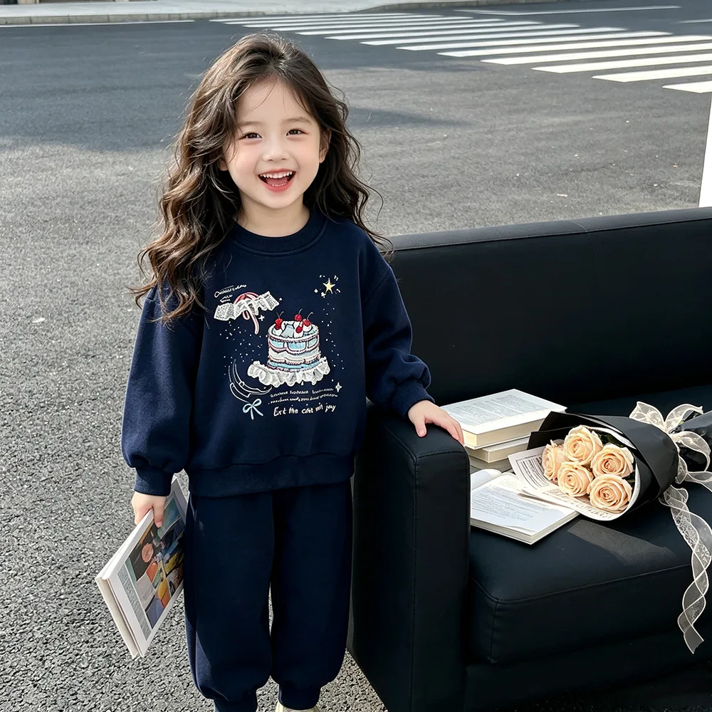 Europäisch-Amerikanische Mädchen-Sweatshirts 2026 Frühling Herbst Baby-Mädchen-Sweatshirts und Hosenanzug Niedlicher Print Pullover Oberteil Kleidung – Detail 6