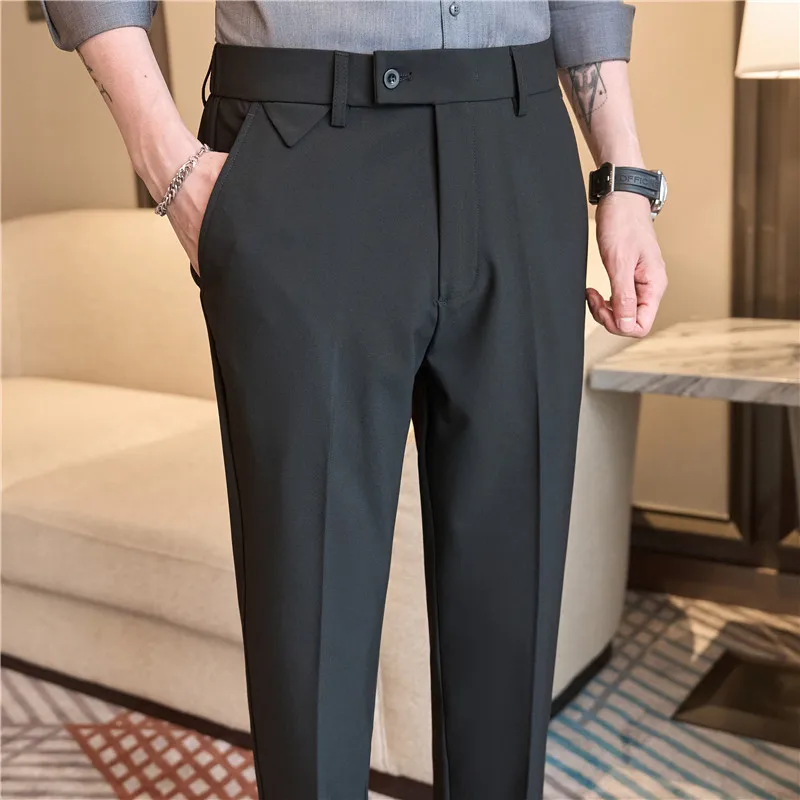 Advanced Embroidered Business Formal Pants Men\'s Slim Fit Office Suit Pants Classic Men\'s Dress Pants Elastic Office Clothes