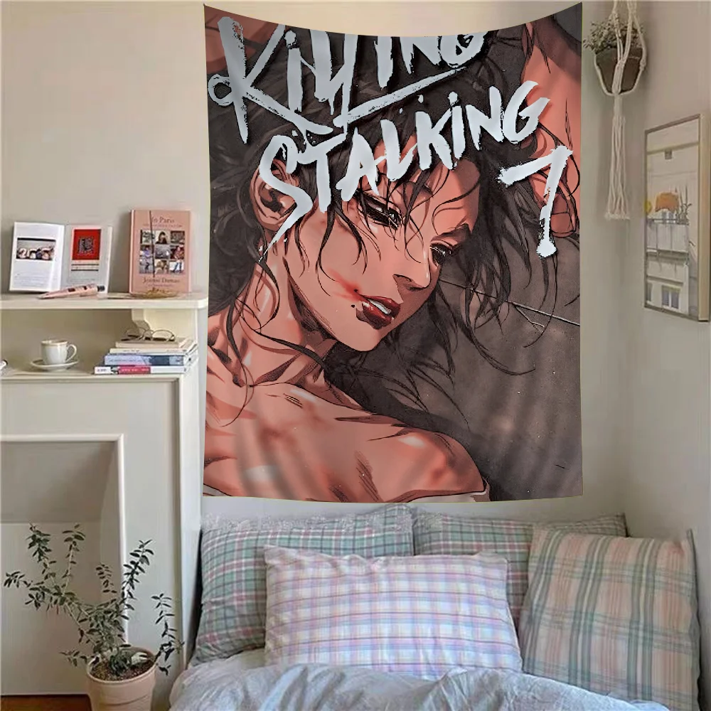 Killing Stalking Cartoon Tapestry Hippie Flower Wall Carpets Dorm Decor Art Home Decor