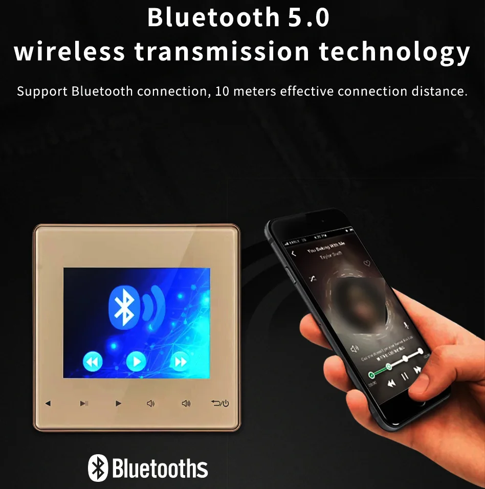 Home Bluetooth Audio Panel Ceiling Speaker Mini Touch Key Wall Amplifier Host Control System Background Music Supports U Disk TF