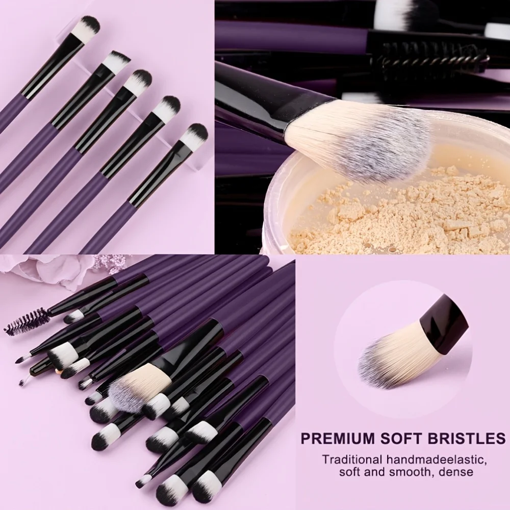 8/20Pcs Eye Makeup Brush Set Portable Soft Makeup Tool Eyeshadow Blending Detail Cosmetics Brush Kit with Makeup Egg Powder Puff