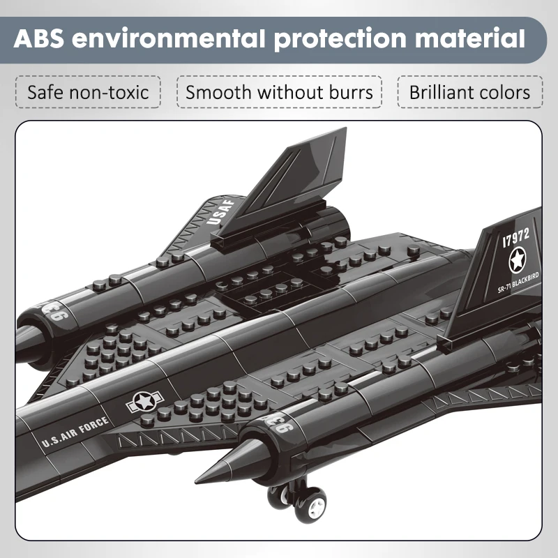 US Air Force SR-71 Blackbird Reconnaissance Airplane Alloy Model Fighter Assembling Building Block Toy Children Block Toys Gift