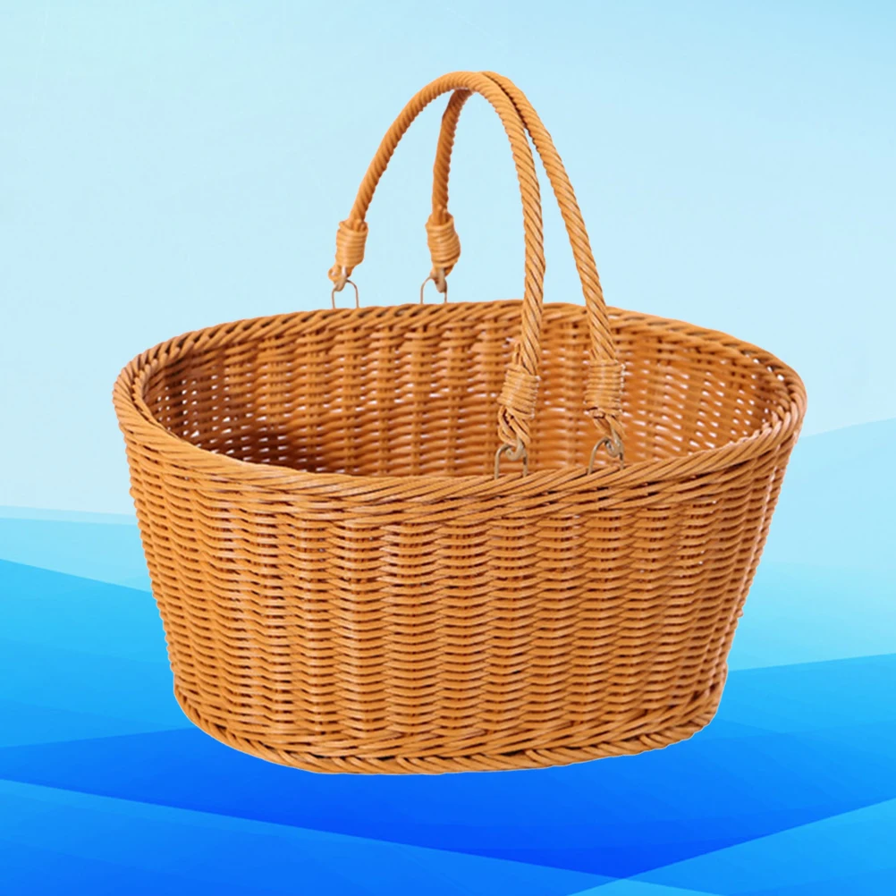 

Garden Gathering Basket Woven Shopping Storage Baskets Rattan Snack Wicker Dining Room Table Decor