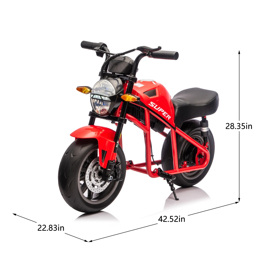 Moto jouet électrique pour enfants, 24V, 300W, moteur de moyeu à grande vitesse, roues larges de 14 pouces, poignée torsadée, vitesse d'accélérateur jusqu'à 11.18MPH