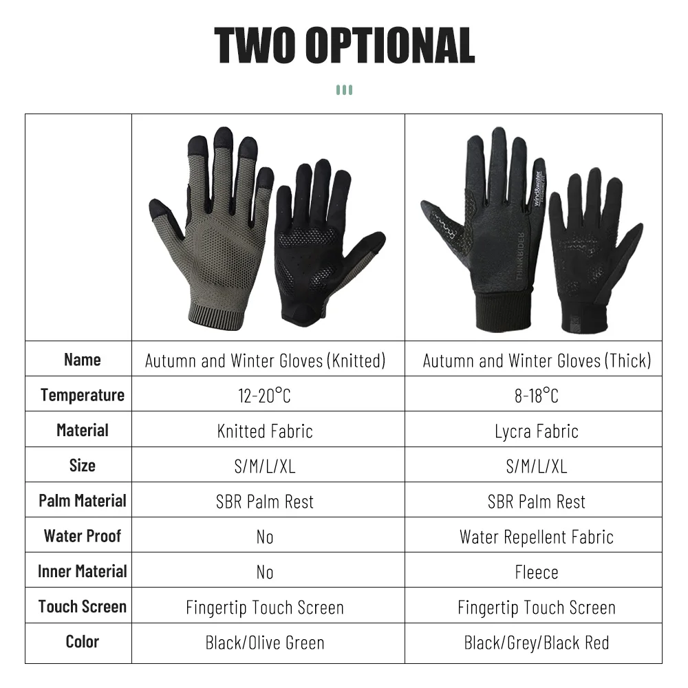 ThinkRider Cycling Gloves Winter Full Finger MTB Bike Bicycle Sports Gloves Men Women Knitted Gym Motorcycle Gloves