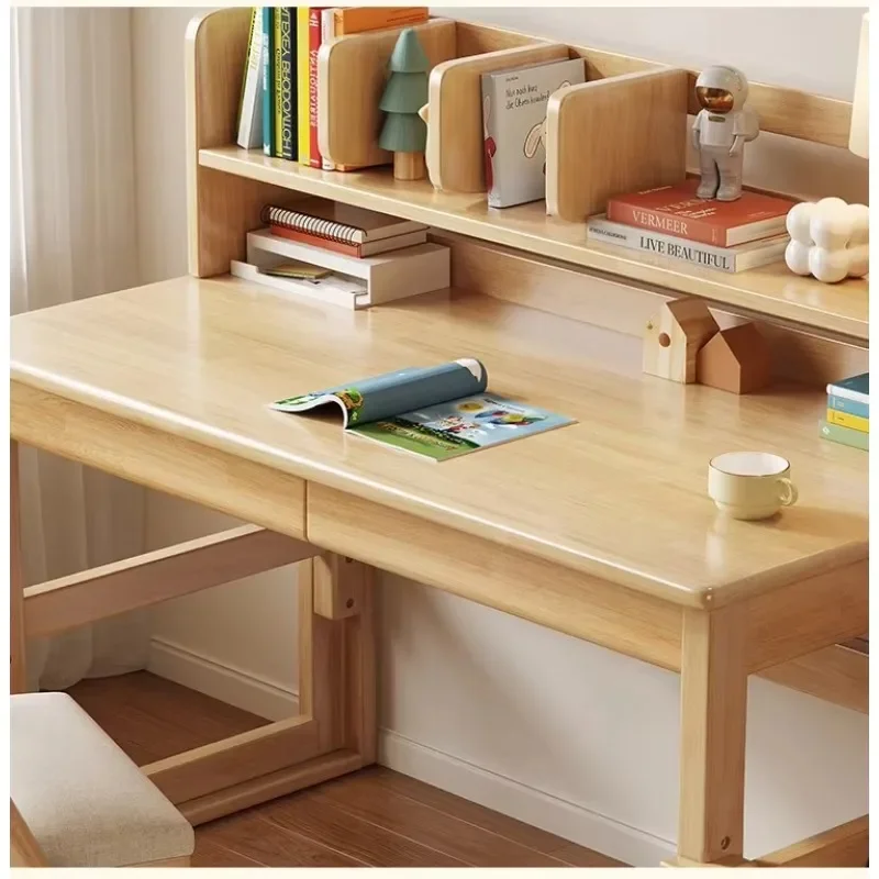 Home Bedroom Student Writing Desk Pure Wood Desk Can Be Raised and Lowered Children's Learning Desk