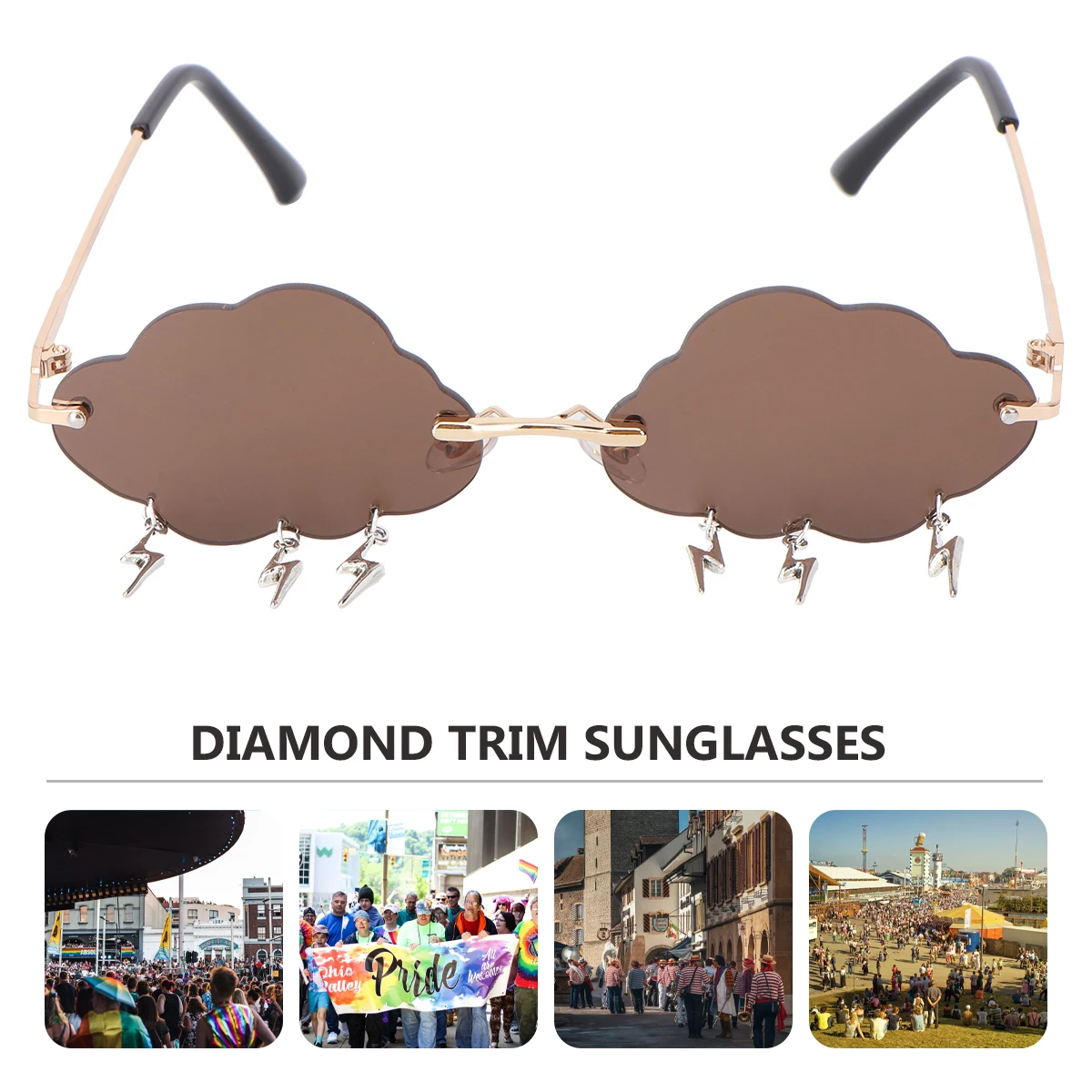 

Funny Glasses Women Small Face Sunglasses Summer Driving Eye Protection Tear Shape Frameless Party Cloud Stylish Unique Fashion