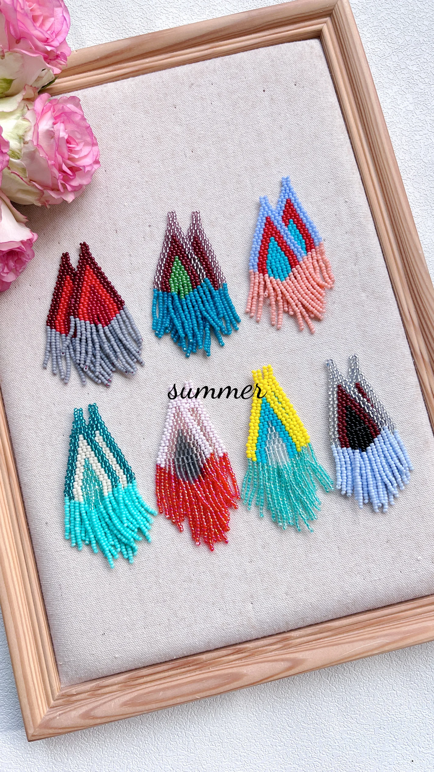 

ZGMXR Rice bead earrings Tassel Geometry Bohemia Alloy Hand-woven Original Rainbow Gradient color Simple Fashion Beaded earrings