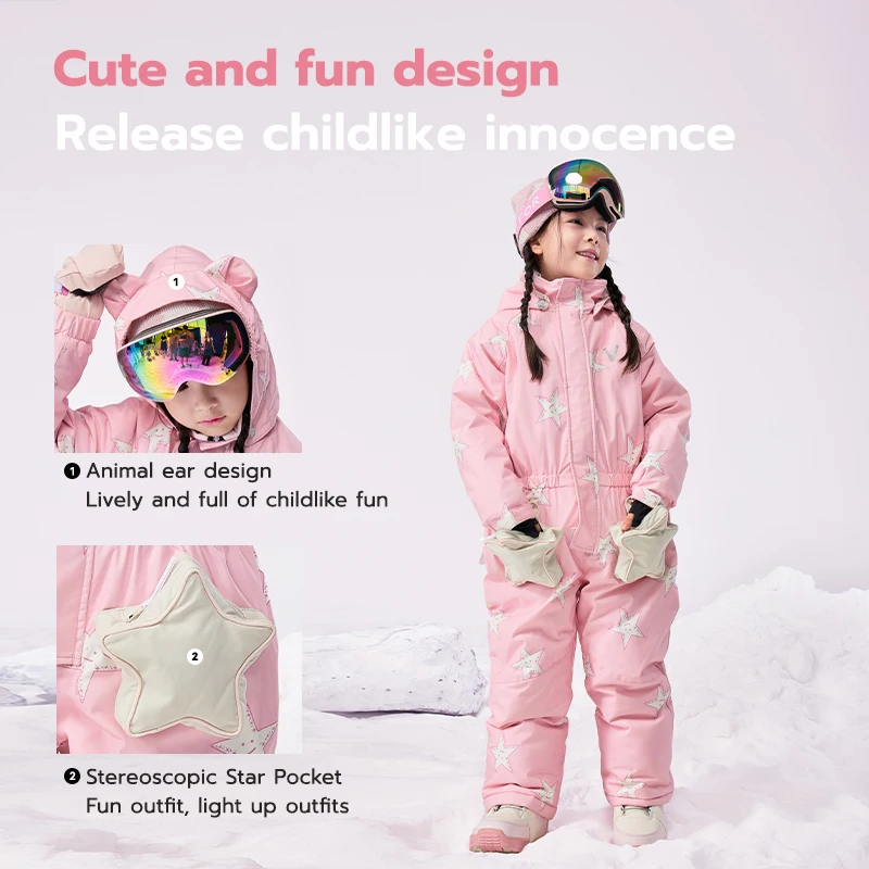 VECTOR -30 Degree Children Ski Jumpsuit Winter Snowboard Jacket Boys and Girls Outdoor Snow Suits Warm Waterproof Kids Ski