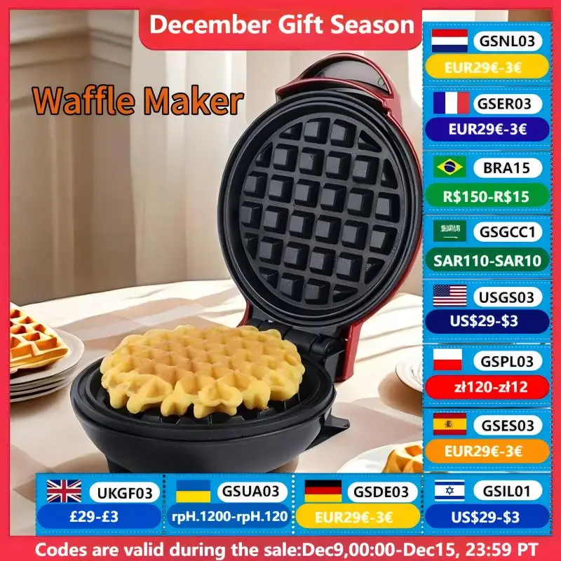 A Versatile Mini Waffle Maker With A Non-Stick Surface For Quick Breakfasts, Snacks And Desserts - Compact Roaster