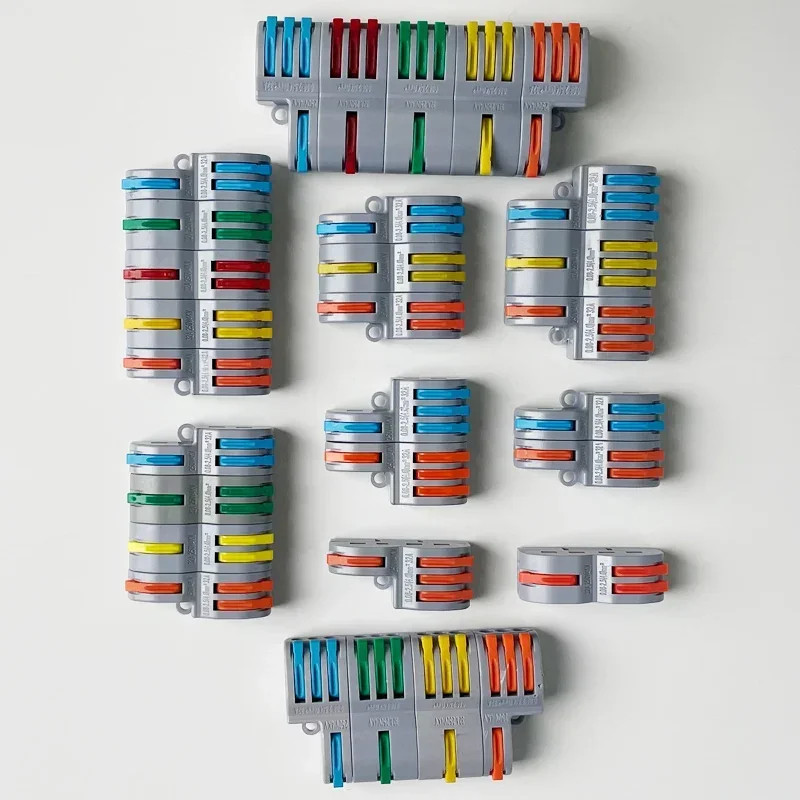 Quick Electrical Connectors Universal Compact Push-in Conductor SPL Splitter Wiring Cable Connector Butt Terminal Block AWG28-12