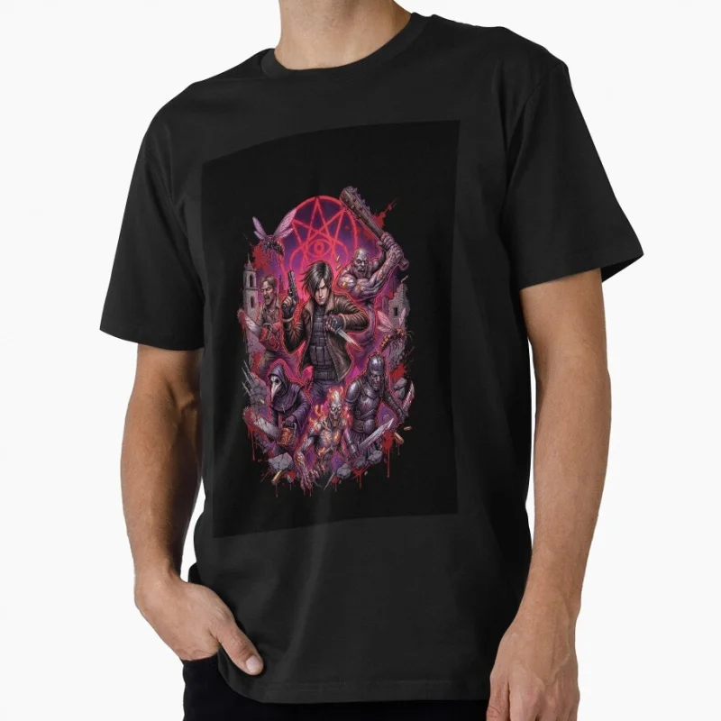 Resident Evil 4 Remake 80s Retro Horror Survival Zombie Game Gift T shirt Unisex Gamer Tee Short Sleeve Graphic clothes S-6XL