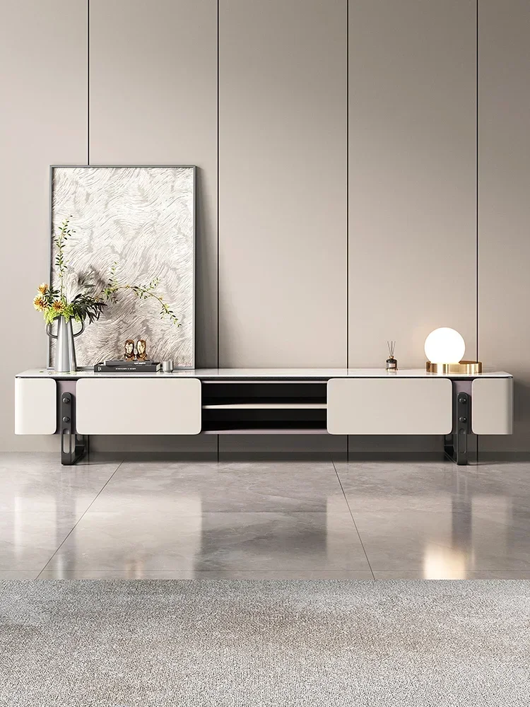 Affordable Long - lasting Rock slab TV cabinet, coffee table, living room, microcrystalline stone background wall