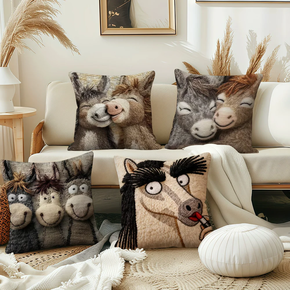 Smile Donkey Cartoon cushion cover Best Home Office Coffee Pillow Sofa Printing Decoration Room Shop Car Nordic Simplicity Hit