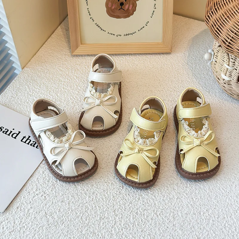 

kids shoes summer new girls' sandals bow child sandals soft soled beach shoe stylish girls princess shoe comfortable girl shoes