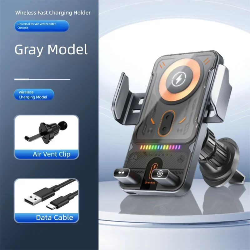 Auto Unicersal Air Vent Elektrische Rotierende Öffnung Schließen Telefon Halter 15W Drahtlose Ladegerät Dual Coil Smartphones Schnelle Lade