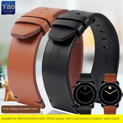 Men's leather watch strap suitable for Movado Port BOLD series 3600305/306/307 leather watch strap accessories 22mm