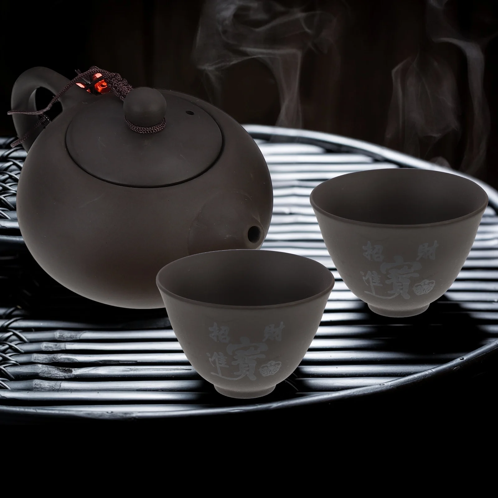 

1 комплект, портативный фиолетовый глиняный чайный сервиз, дорожный чайник, декор для дома и офиса, легко чистящаяся сумка для хранения, подарочный фиолетовый глиняный чайный сервиз