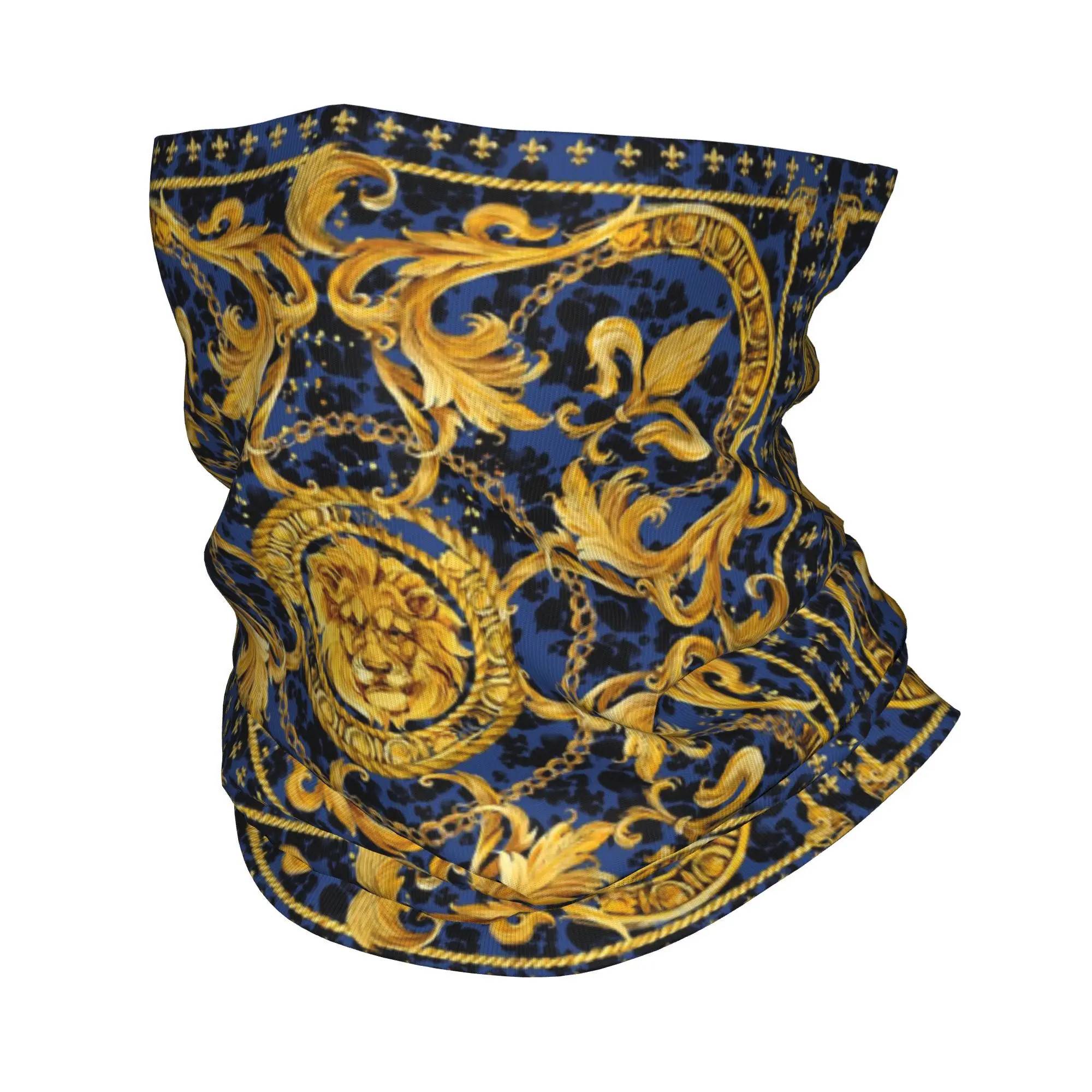 

Golden Lion Baroque Print Bandana Neck Gaiter Printed Wrap Scarf Warm Face Mask Cycling For Men Women Adult Windproof